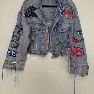 Edgy Embroidered Denim Jacket